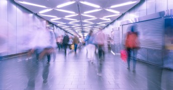 Blurred people new york subway