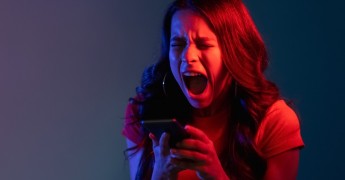 Screaming at phone, victim