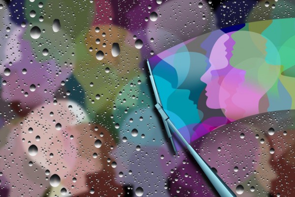 People image abstract, data scraping, window wiper
