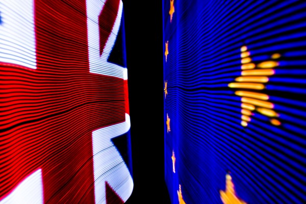 UK, EU flags, digital